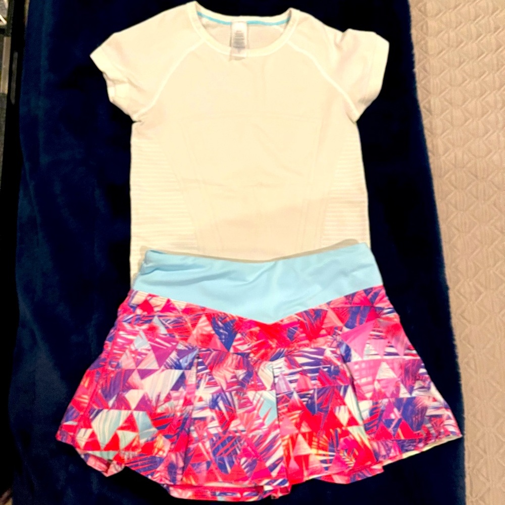 Iviva white fitted shirt and tennis skirt size 8.